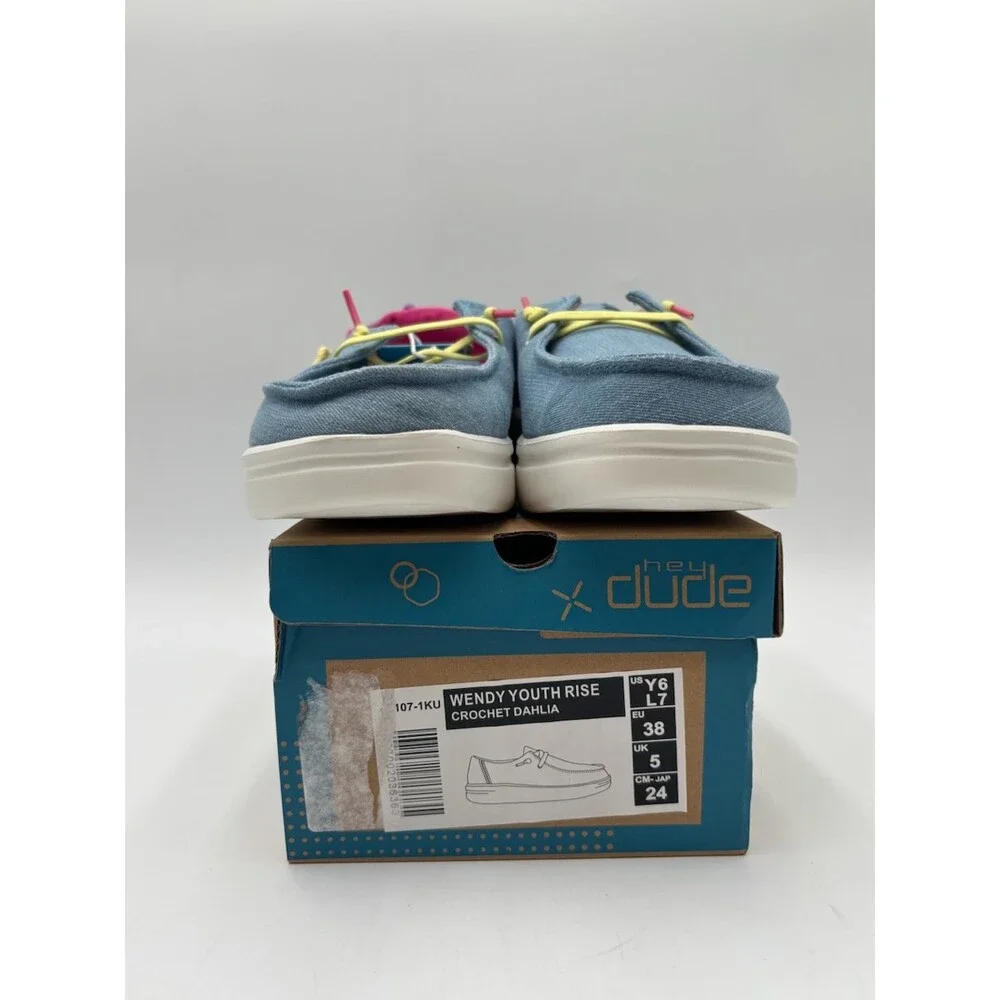 Hey Dude WENDY YOUTH RISE CROCHET DAHLIA Kids' NEW Sneaker Blue US Size Y6/L7
